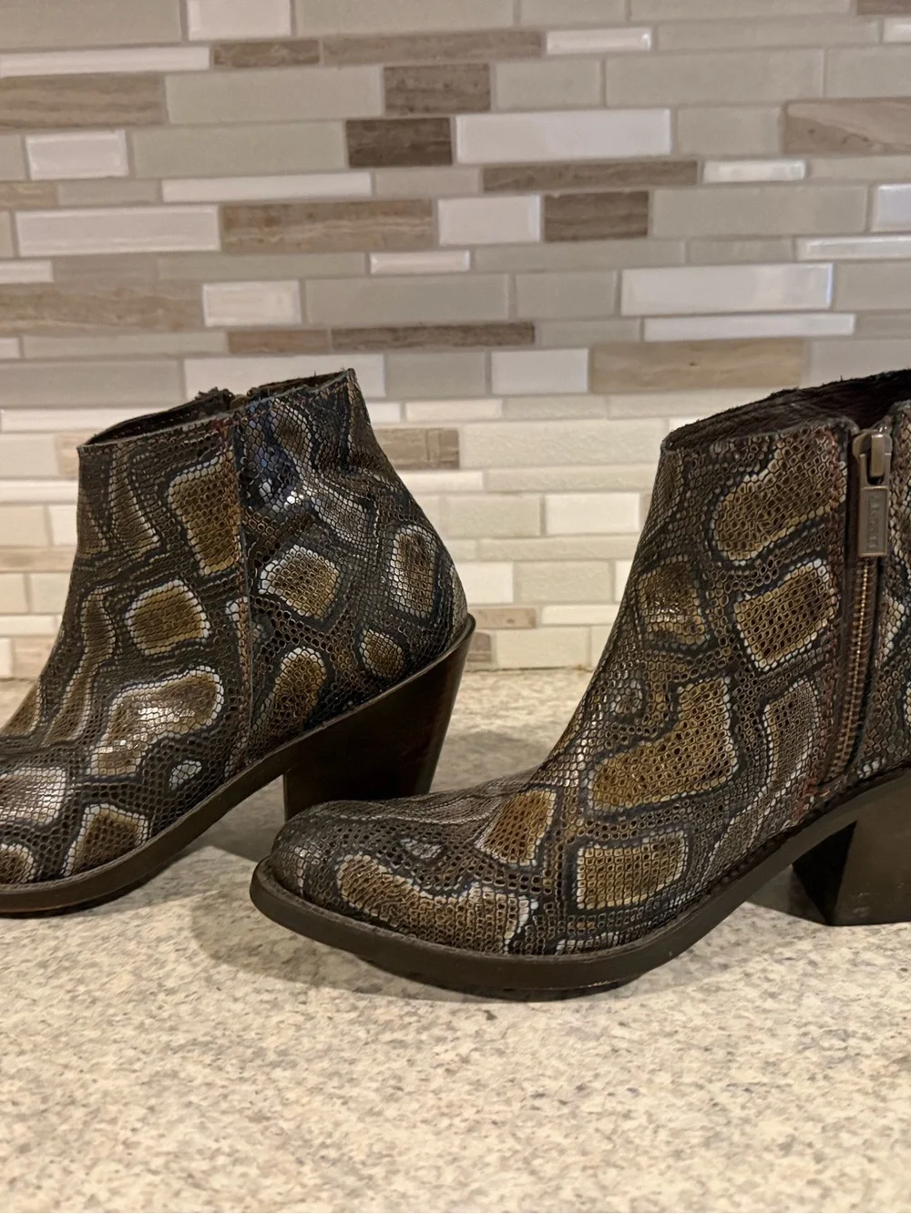 Liberty Black Breton Snake Print Booties